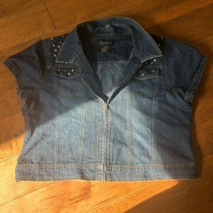 Ashley Stewart Zip Up Denim Shirt